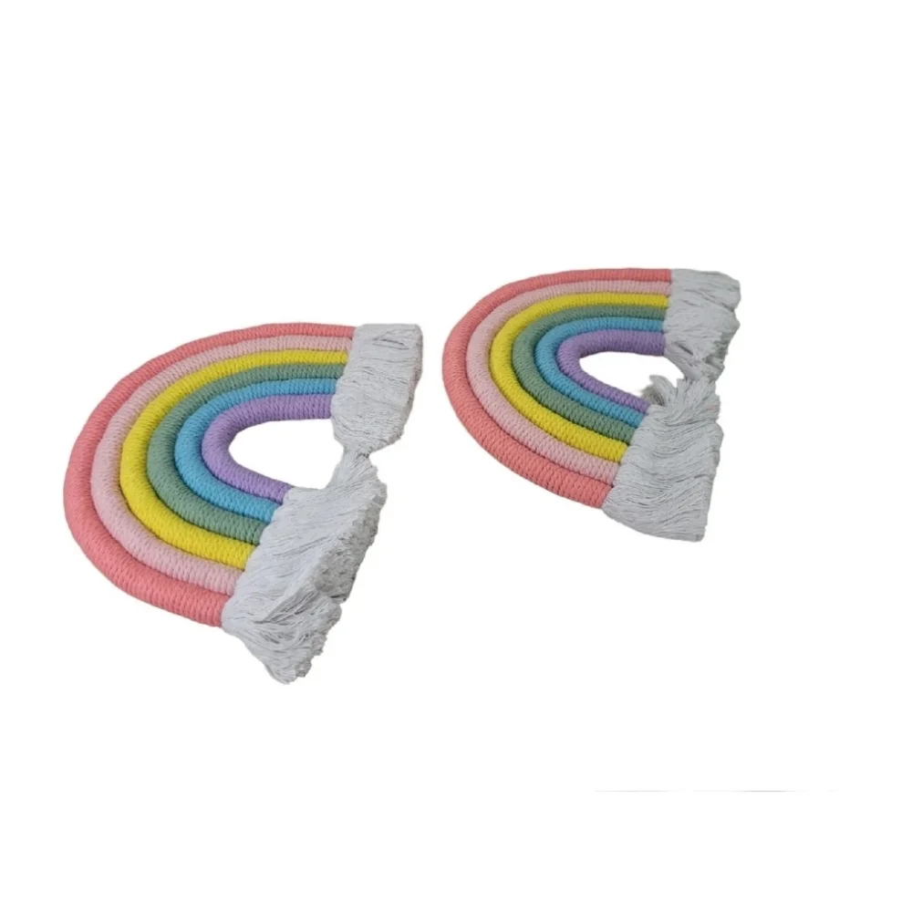 Rainbows Wall Hanging Macrame Woven Tapestry Boho 2 pc Nursery Home Decor New